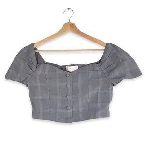 Sensemill Plaid Off-Shoulder Crop Top Size Medium NWT